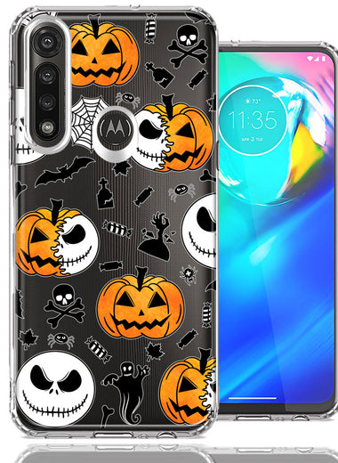 Motorola Moto G Power Halloween Jack-O-Lantern Pumpkin Skull Spooky Design Double Layer Phone Case Cover