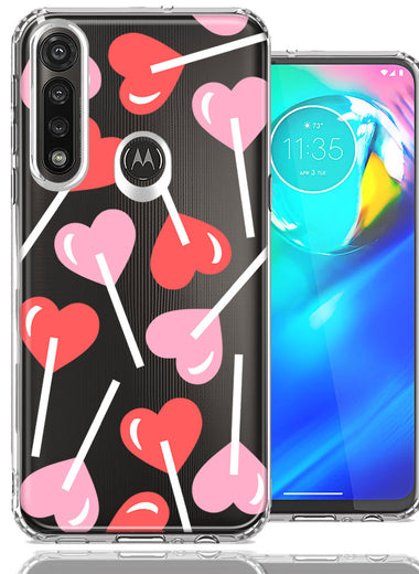 Motorola Moto G Power Heart Suckers Lollipop Valentines Day Candy Lovers Double Layer Phone Case Cover