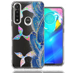 Motorola Moto G Power Rainbow Mermaid Tails Scales Ocean Waves Beach Girls Summer Double Layer Phone Case Cover