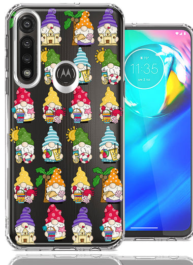 Motorola Moto G Power Summer Beach Cute Gnomes Sand Castle Shells Palm Trees Double Layer Phone Case Cover