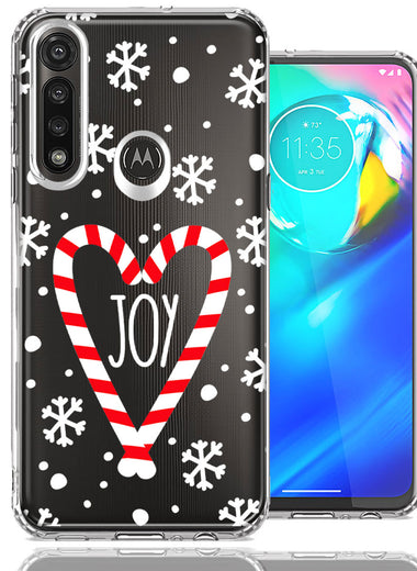 Motorola Moto G Power Winter Joy Snow Peppermint Candy Cane Heart Festive Christmas Double Layer Phone Case Cover