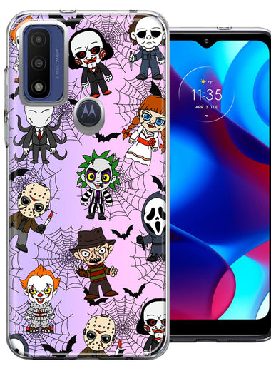 Motorola Moto G Pure Classic Haunted Horror Halloween Nightmare Characters Spider Webs Design Double Layer Phone Case Cover