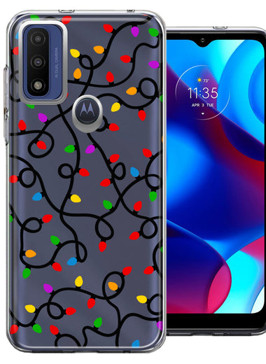 Motorola Moto G Pure Colorful Nostalgic Vintage Christmas Holiday Winter String Lights Design Double Layer Phone Case Cover