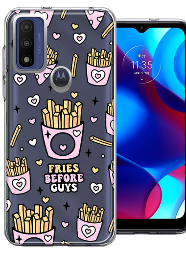 Motorola Moto G Pure Cute Valentine Pink Love Hearts Fries Before Guys Double Layer Phone Case Cover