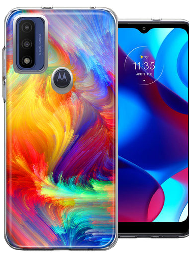 Motorola Moto G Pure G Power 2022 Colorful Feather Paint Double Layer Phone Case Cover