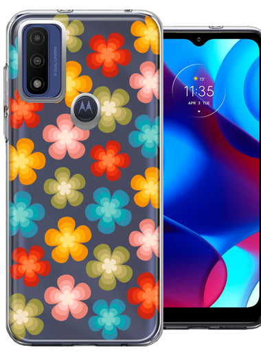 Motorola Moto G Pure Groovy Gradient Retro Color Flowers Double Layer Phone Case Cover