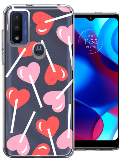 Motorola Moto G Pure Heart Suckers Lollipop Valentines Day Candy Lovers Double Layer Phone Case Cover