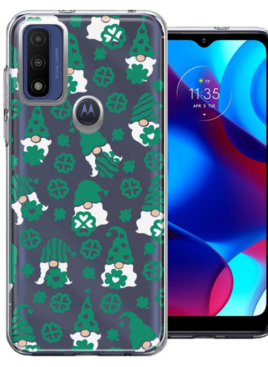 Motorola Moto G Pure Lucky Green St Patricks Day Cute Gnomes Shamrock Polkadots Double Layer Phone Case Cover