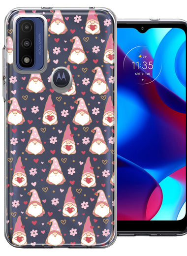 Motorola Moto G Pure Pink Blush Valentines Day Flower Hearts Gnome Characters Cute Double Layer Phone Case Cover