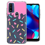 Motorola Moto G Pure Pink Drip Frosting Cute Heart Sprinkles Kawaii Cake Design Double Layer Phone Case Cover