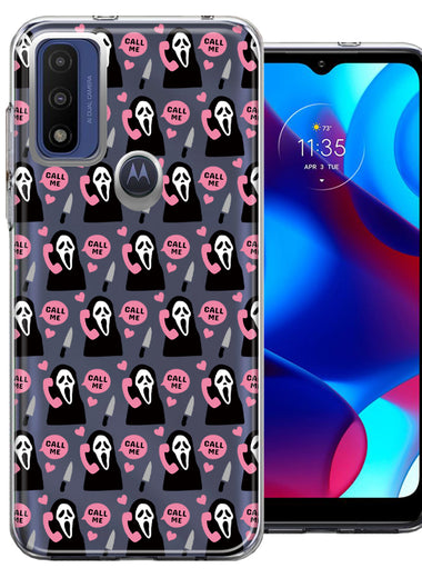 Motorola Moto G Pure Pink Horror Valentine Character Ghostface Boyfriend Call Me Hearts Double Layer Phone Case Cover