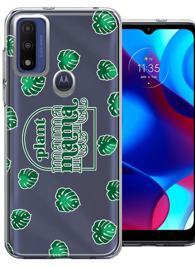 Motorola Moto G Pure Plant Mama Houseplant Lover Monstera Tropical Leaf Green Design Double Layer Phone Case Cover