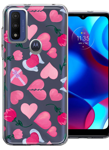 Motorola Moto G Pure Pretty Valentines Day Hearts Chocolate Candy Angel Flowers Double Layer Phone Case Cover