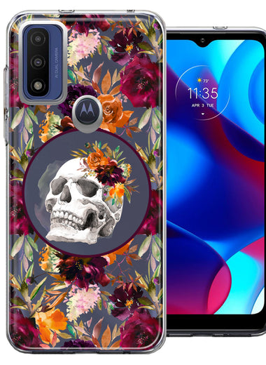 Motorola Moto G Pure Romance Is Dead Valentines Day Halloween Skull Floral Autumn Flowers Double Layer Phone Case Cover