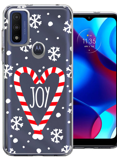 Motorola Moto G Pure Winter Joy Snow Peppermint Candy Cane Heart Festive Christmas Double Layer Phone Case Cover