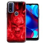 Motorola Moto G Pure G Power 2022 Red Flaming Skull Double Layer Phone Case Cover