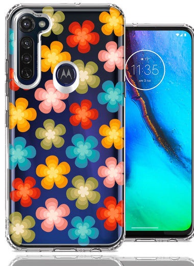 Motorola Moto G Stylus Groovy Gradient Retro Color Flowers Double Layer Phone Case Cover
