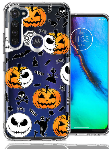 Motorola Moto G Stylus Halloween Jack-O-Lantern Pumpkin Skull Spooky Design Double Layer Phone Case Cover