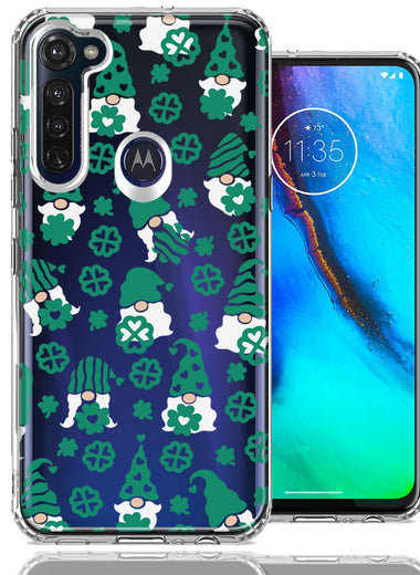 Motorola Moto G Stylus Lucky Green St Patricks Day Cute Gnomes Shamrock Polkadots Double Layer Phone Case Cover
