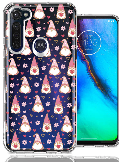 Motorola Moto G Stylus Pink Blush Valentines Day Flower Hearts Gnome Characters Cute Double Layer Phone Case Cover