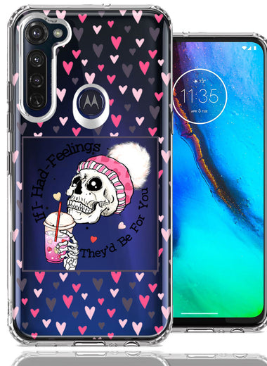 Motorola Moto G Stylus Pink Dead Valentine Skull Frap Hearts If I had Feelings They'd Be For You Love Double Layer Phone Case Cover