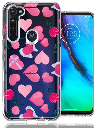 Motorola Moto G Stylus Pretty Valentines Day Hearts Chocolate Candy Angel Flowers Double Layer Phone Case Cover