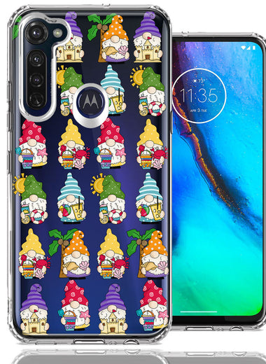 Motorola Moto G Stylus Summer Beach Cute Gnomes Sand Castle Shells Palm Trees Double Layer Phone Case Cover