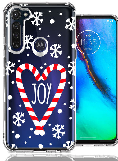 Motorola Moto G Stylus Winter Joy Snow Peppermint Candy Cane Heart Festive Christmas Double Layer Phone Case Cover