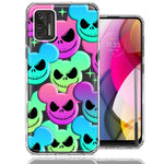 Motorola Moto G Stylus 2021 Bright Rainbow Nightmare Skulls Spooky Season Halloween Design Double Layer Phone Case Cover