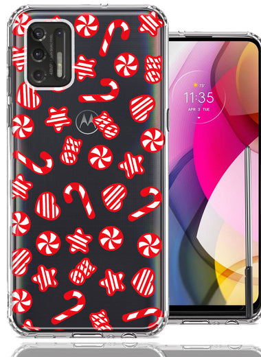 Motorola Moto G Stylus 2021 Christmas Winter Red White Peppermint Candies Swirls Candycanes Design Double Layer Phone Case Cover