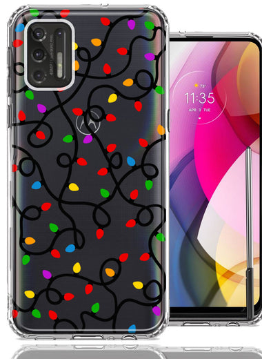 Motorola Moto G Stylus 2021 Colorful Nostalgic Vintage Christmas Holiday Winter String Lights Design Double Layer Phone Case Cover