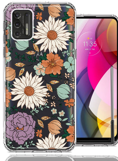Motorola Moto G Stylus 2021 Feminine Classy Flowers Fall Toned Floral Wallpaper Style Double Layer Phone Case Cover