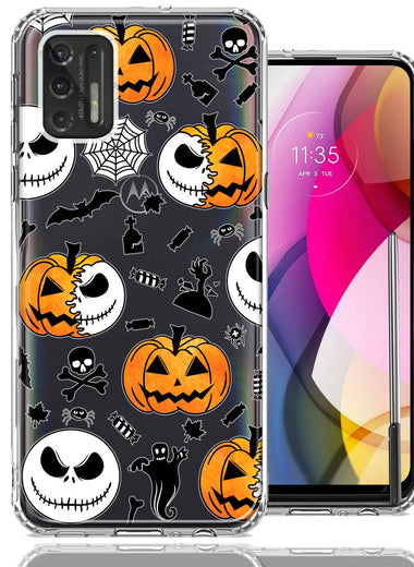 Motorola Moto G Stylus 2021 Halloween Jack-O-Lantern Pumpkin Skull Spooky Design Double Layer Phone Case Cover