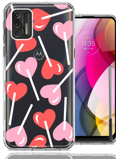 Motorola Moto G Stylus 2021 Heart Suckers Lollipop Valentines Day Candy Lovers Double Layer Phone Case Cover
