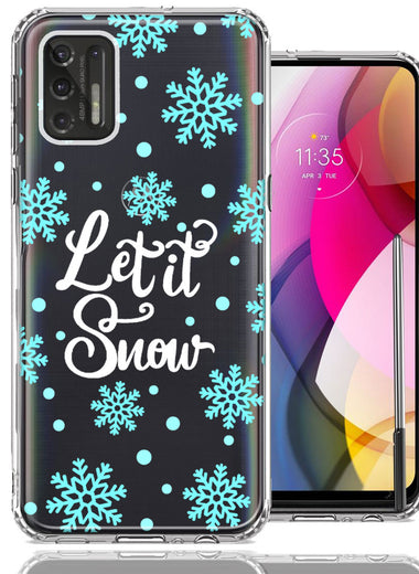 Motorola Moto G Stylus 2021 Christmas Holiday Let It Snow Winter Blue Snowflakes Design Double Layer Phone Case Cover