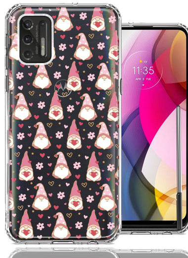 Motorola Moto G Stylus 2021 Pink Blush Valentines Day Flower Hearts Gnome Characters Cute Double Layer Phone Case Cover