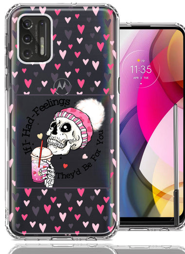 Motorola Moto G Stylus 2021 Pink Dead Valentine Skull Frap Hearts If I had Feelings They'd Be For You Love Double Layer Phone Case Cover