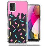 Motorola Moto G Stylus 2021 Pink Drip Frosting Cute Heart Sprinkles Kawaii Cake Design Double Layer Phone Case Cover