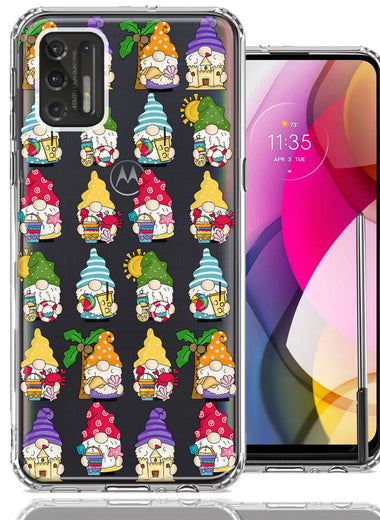 Motorola Moto G Stylus 2021 Summer Beach Cute Gnomes Sand Castle Shells Palm Trees Double Layer Phone Case Cover
