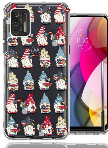 Motorola Moto G Stylus 2021 USA Fourth Of July American Summer Cute Gnomes Patriotic Parade Double Layer Phone Case Cover