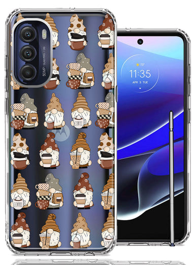 Motorola Moto G Stylus 4G 2022 Cute Morning Coffee Lovers Gnomes Characters Drip Iced Latte Americano Espresso Brown Double Layer Phone Case Cover