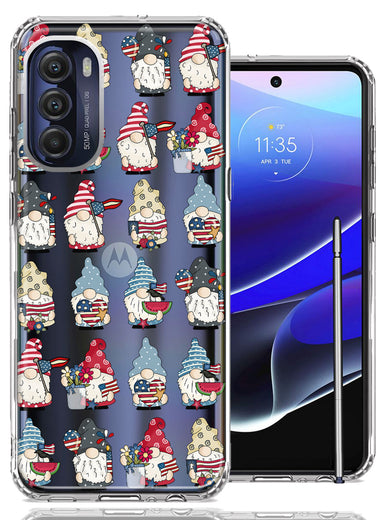 Motorola Moto G Stylus 5G 2022 USA Fourth Of July American Summer Cute Gnomes Patriotic Parade Double Layer Phone Case Cover