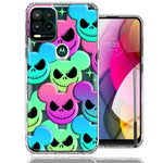 Motorola Moto G Stylus 5G Bright Rainbow Nightmare Skulls Spooky Season Halloween Design Double Layer Phone Case Cover