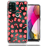 Motorola Moto G Stylus 5G Christmas Winter Red White Peppermint Candies Swirls Candycanes Design Double Layer Phone Case Cover