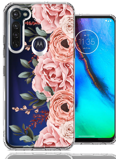 For Motorola Moto G Stylus 2020 Blush Pink Peach Spring Flowers Peony Rose Phone Case Cover
