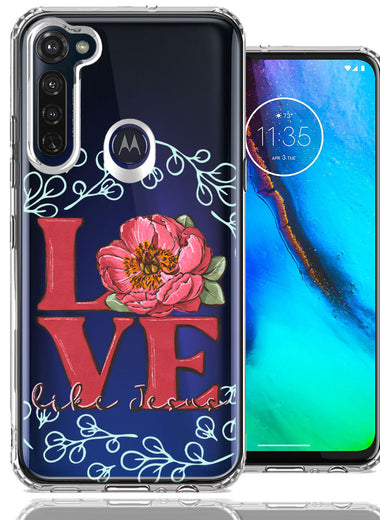 Motorola Moto G Stylus Love Like Jesus Flower Text Christian Double Layer Phone Case Cover