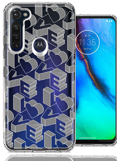 Motorola Moto G Stylus 3D Love Letters Hearts Valentine's Day Double Layer Phone Case Cover