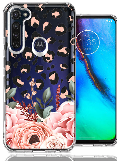 For Motorola Moto G Stylus 2020 Classy Blush Peach Peony Rose Flowers Leopard Phone Case Cover