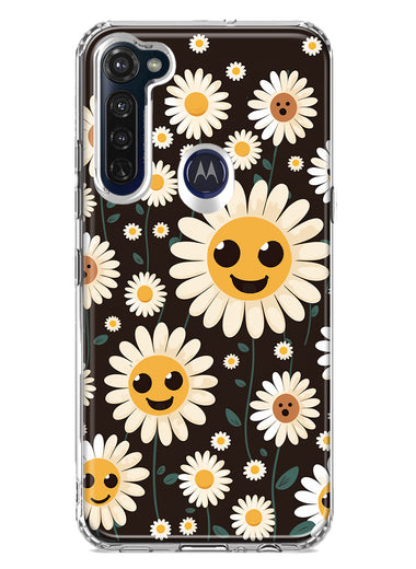 Motorola Moto G Stylus Cute Smiley Face White Daisies Double Layer Phone Case Cover