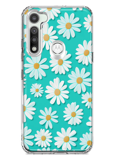 Motorola Moto G Fast Turquoise Teal White Daisies Cute Daisy Polka Dots Double Layer Phone Case Cover